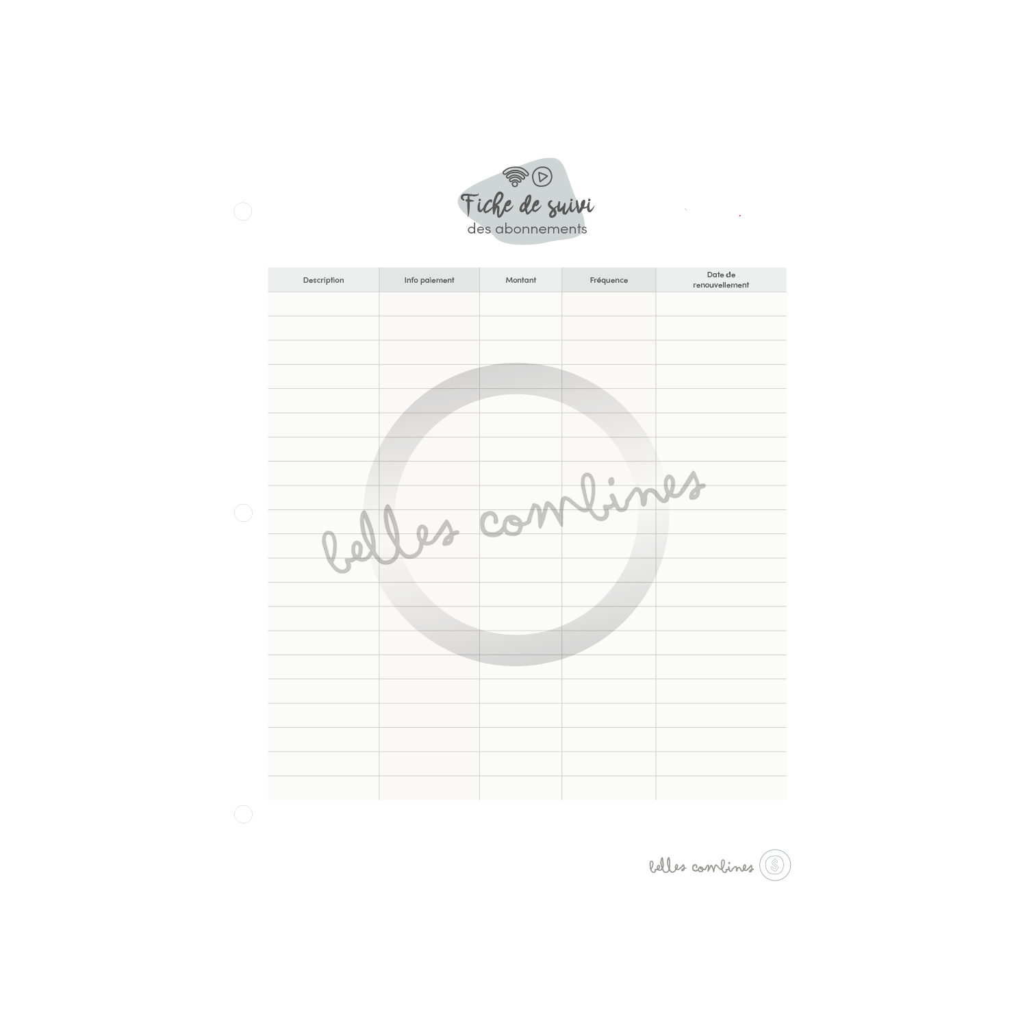 Follow-up of our subscriptions