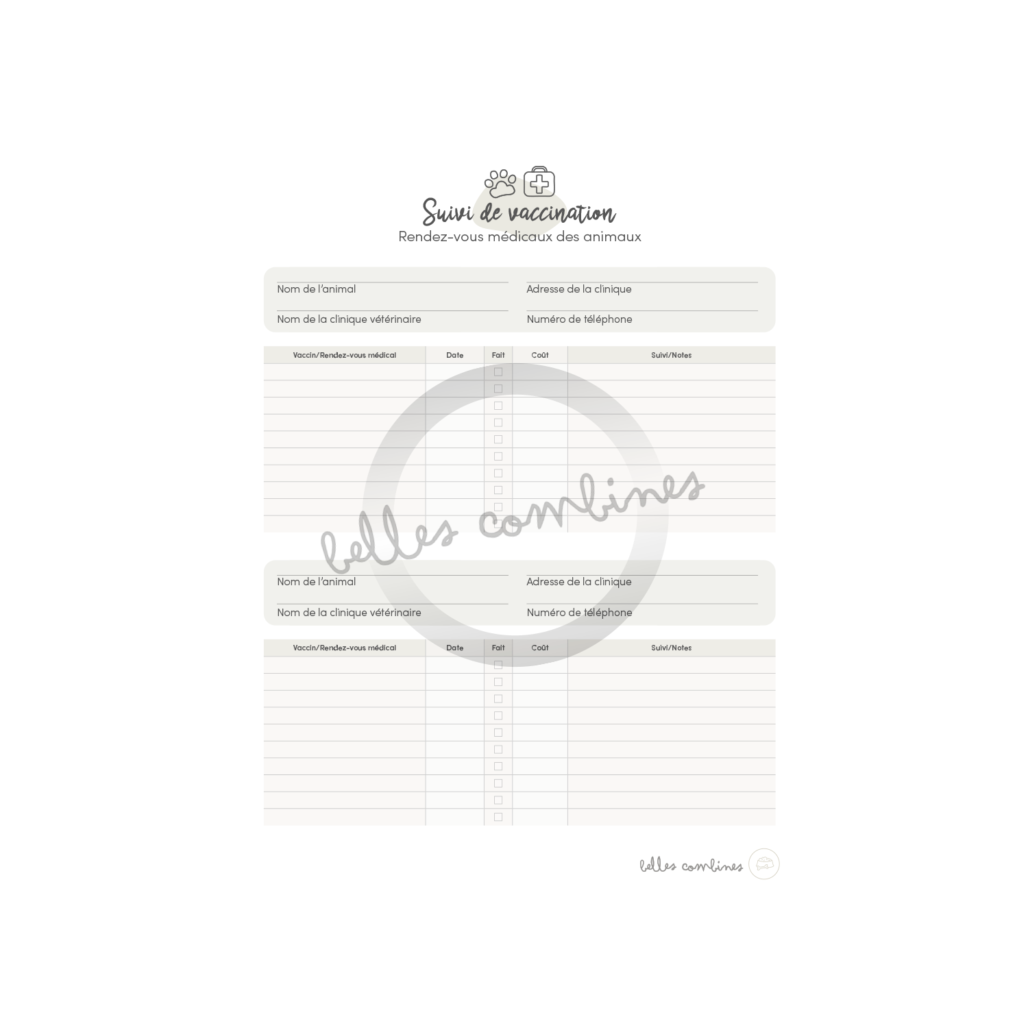 Animal vaccination follow-up