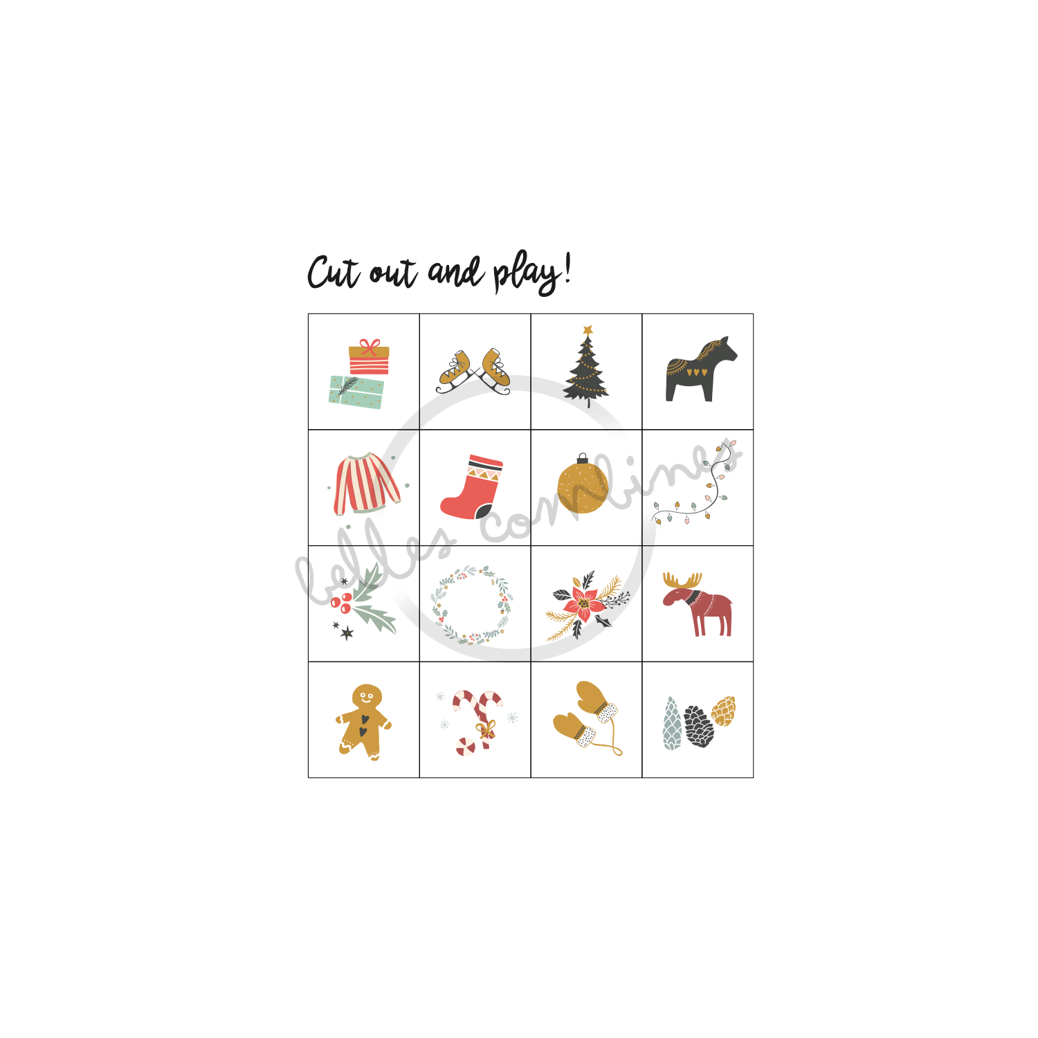 English version of the christmas bingo images made by Les Belles Combines