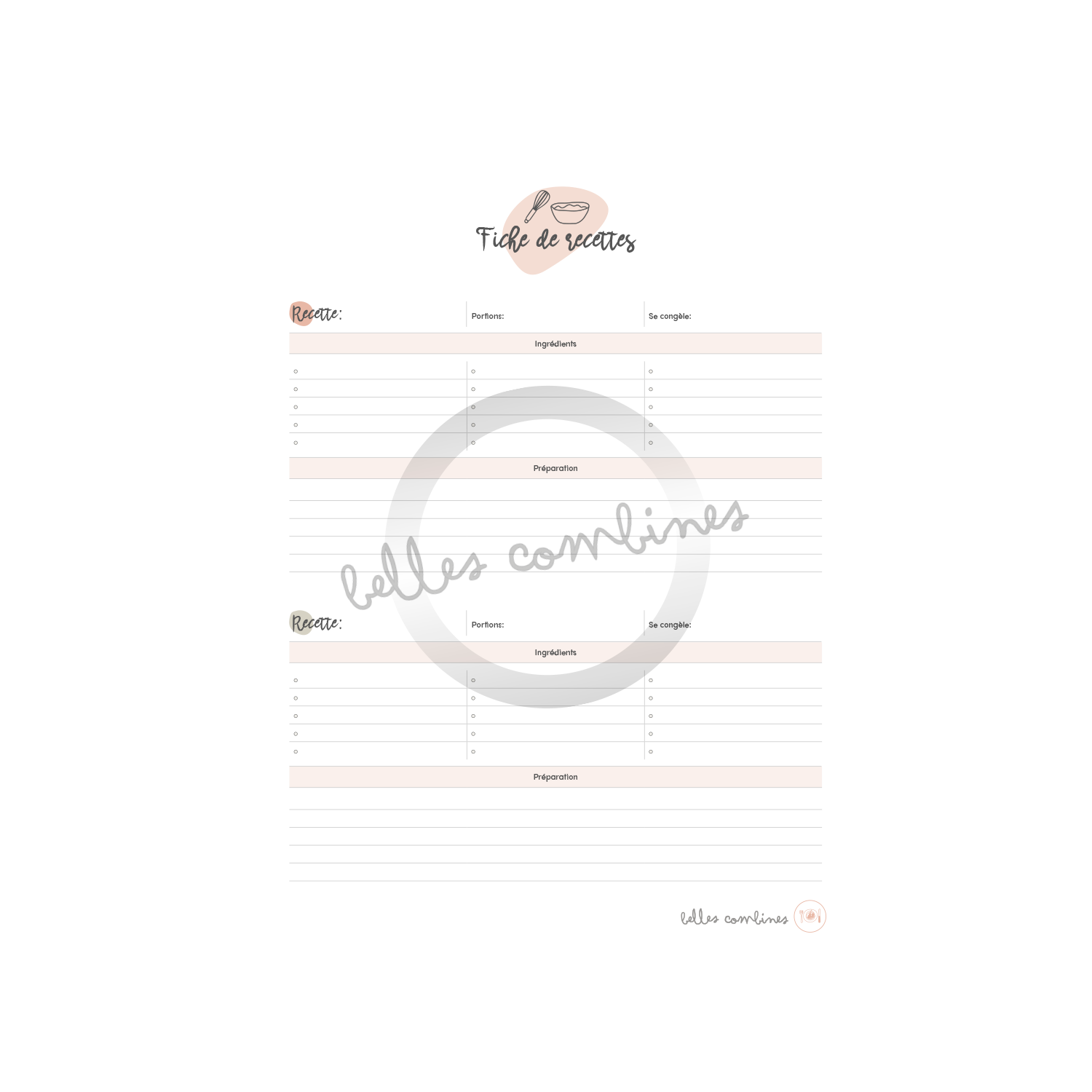 recipe card