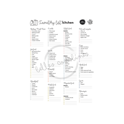 English version of the inventory list for the kitchen to print by Les Belles Combines