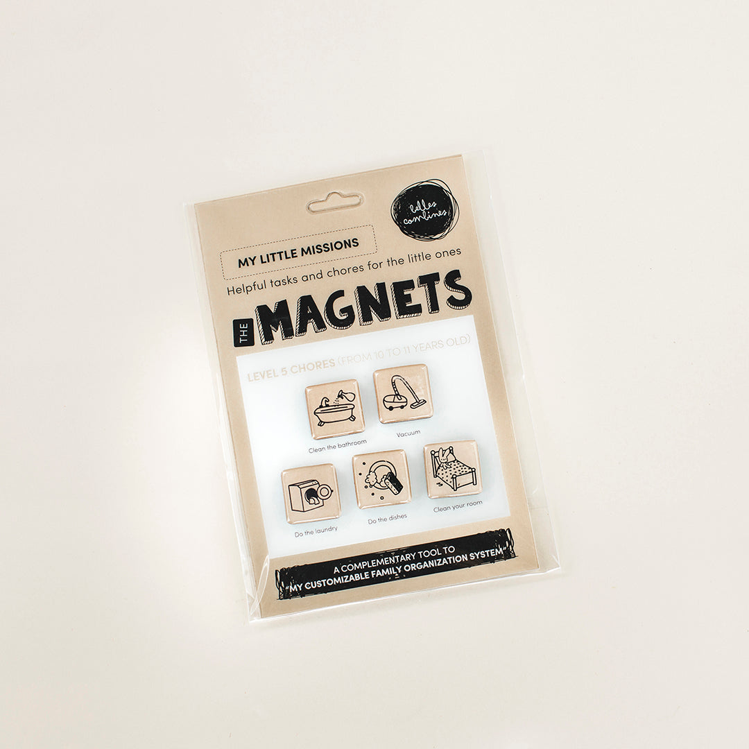 English version of the little missions magnets for chores, level 5, for kids from 10 to 11 years old, by Les Belles Combines