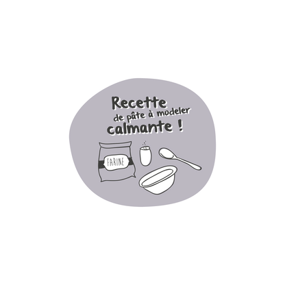 Version française du logo de la recette de pâte à modeler calmante à imprimer Les Belles Combines